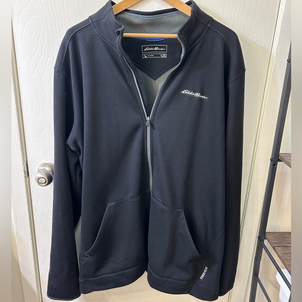 Eddie Bauer FreeHeat Full Zip Black Jacket StormRepel Pockets Fleece Lined, 3XLT